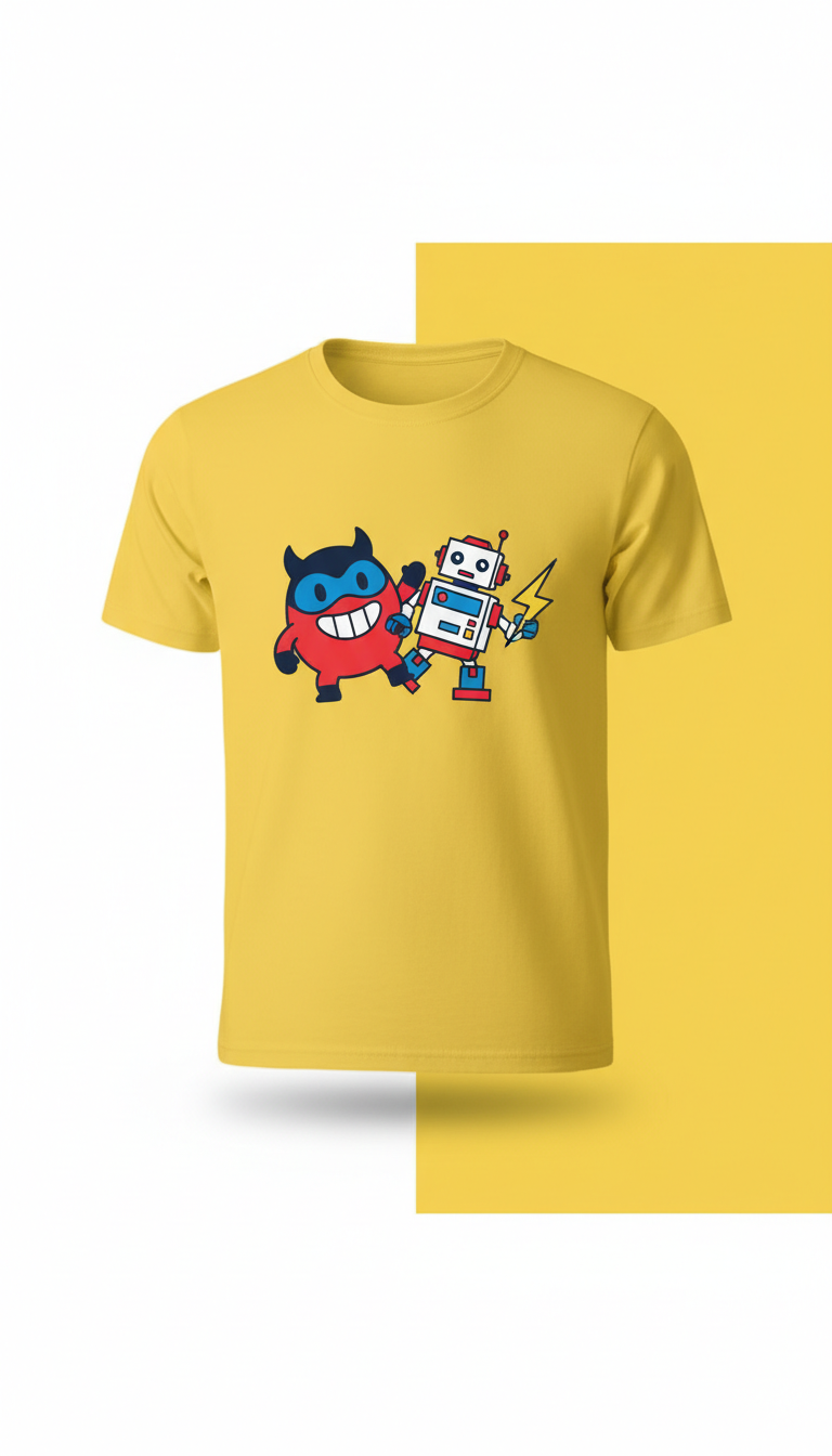 Vivid Yellow Cartoon Mashup T-shirt